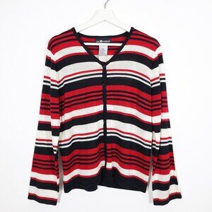 Vintage Striped Button Front Sweater Made in Hong Kong